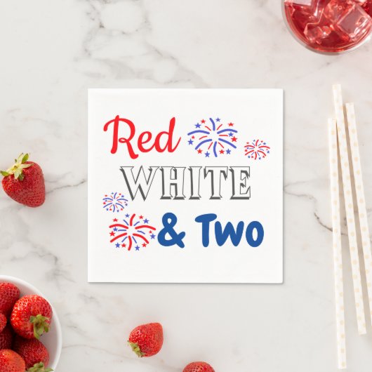 Red White & Two 2. Geburtstag Serviette (Beispiel)