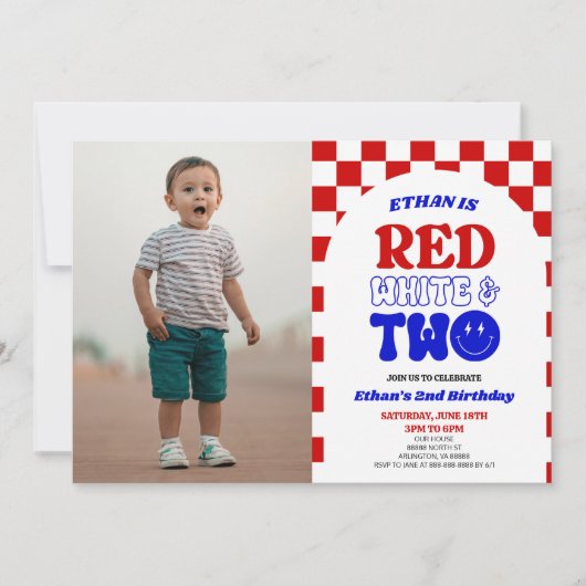 Red White & Two 4. Juli 2010 Party Einladung (Vorderseite)