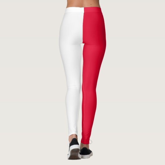 Red White Two Tone Split Halbdesign Leggings (Rückseite)