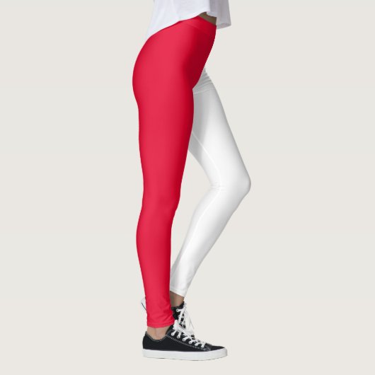 Red White Two Tone Split Halbdesign Leggings (Rechts)