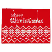 Red & White Ugly Sweater Christmas Gift Bag Große Geschenktüte (Rückseite)