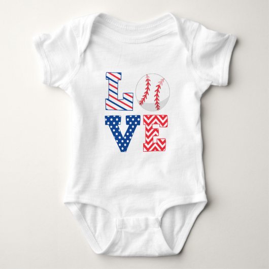 Red White und Blue Baseball Baby Strampler (Vorderseite)
