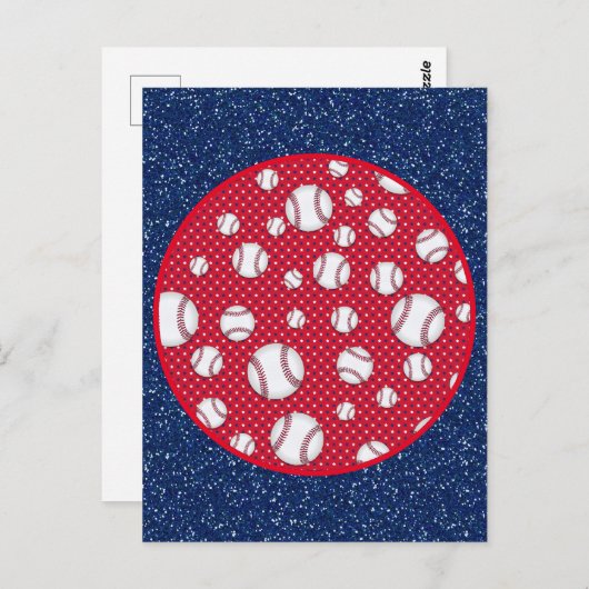 Red White und Blue Baseball Postkarte (Vorne/Hinten)