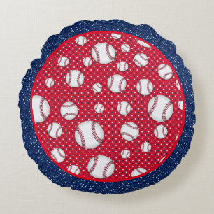 Red White und Blue Baseball Rundes Kissen