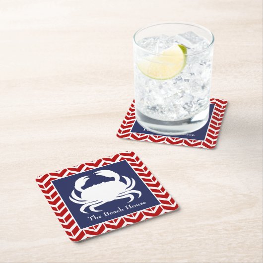 Red White und Blue Crab personalisieren Nautisches Rechteckiger Pappuntersetzer (Vor Ort)