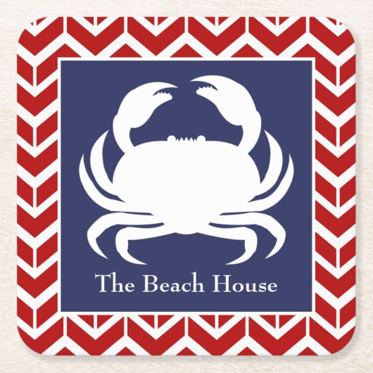Red White und Blue Crab personalisieren Nautisches Rechteckiger Pappuntersetzer (Vorderseite)