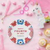 Red White und Blue Florals Happy Amerikanische Una Pappteller (Party)