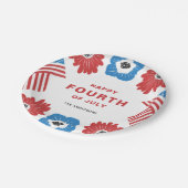Red White und Blue Florals Happy Amerikanische Una Pappteller (Schrägansicht)