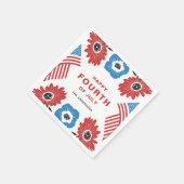 Red White und Blue Florals Happy Amerikanische Una Serviette (Ecke)