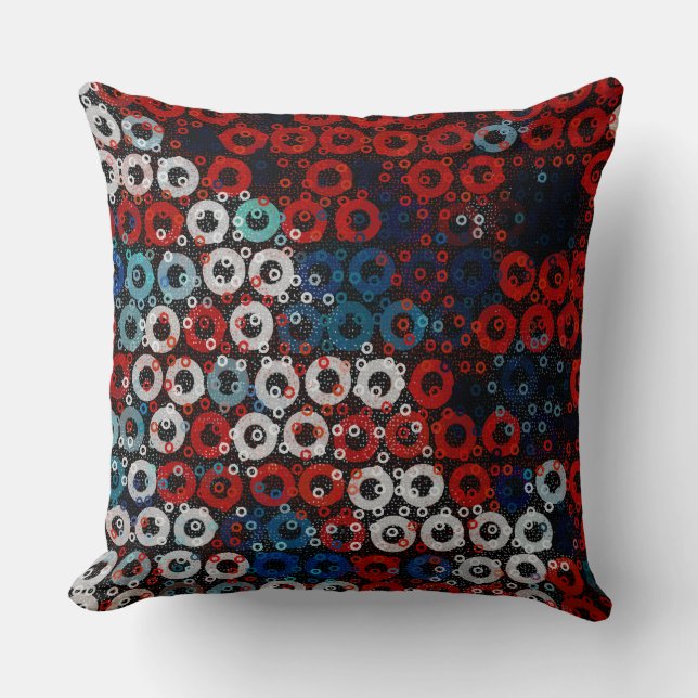 Red White und Blue Geometric Kissen (Vorderseite)