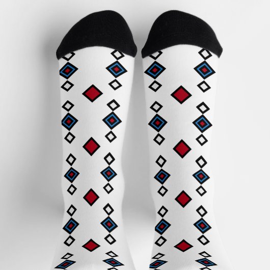 Red White und Blue Geometric Socken (Oben)