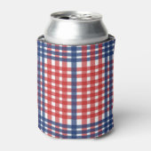 Red White und Blue Gingham Kariert Dosenkühler (Kanne Vorderseite)