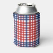 Red White und Blue Gingham Kariert Dosenkühler (Kanne Rückseite)