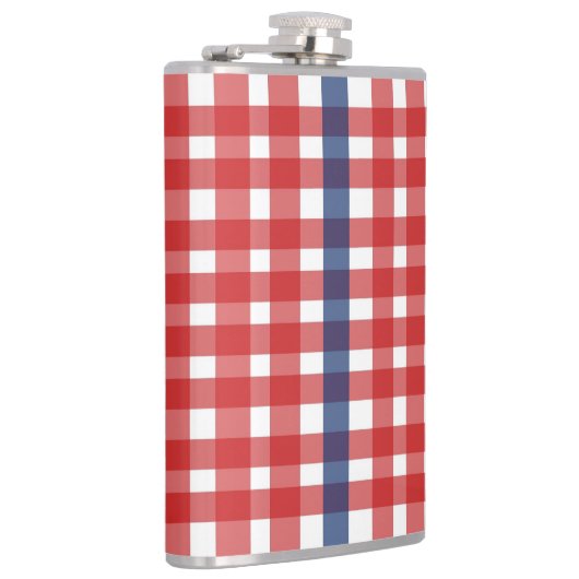 Red White und Blue Gingham Kariert Flachmann (Rechts)