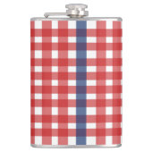Red White und Blue Gingham Kariert Flachmann (Vorderseite)