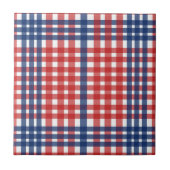 Red White und Blue Gingham Kariert Fliese (Vorderseite)
