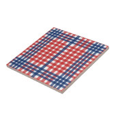 Red White und Blue Gingham Kariert Fliese (Seite)