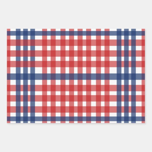 Red White und Blue Gingham Kariert Geschenkpapier Set (Vorderseite 3)