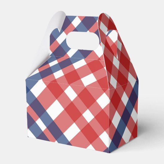 Red White und Blue Gingham Kariert Geschenkschachtel (Rückseite)