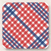 Red White und Blue Gingham Kariert Getränkeuntersetzer (Vorderseite)
