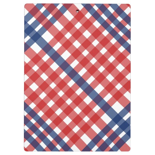 Red White und Blue Gingham Kariert Klemmbrett (Rückseite)
