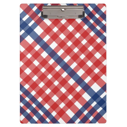 Red White und Blue Gingham Kariert Klemmbrett (Vorderseite)