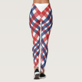 Red White und Blue Gingham Kariert Leggings (Rückseite)