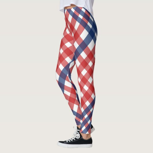 Red White und Blue Gingham Kariert Leggings (Links)