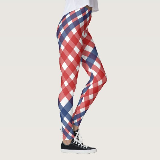 Red White und Blue Gingham Kariert Leggings (Rechts)