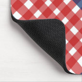 Red White und Blue Gingham Kariert Mousepad (Ecke)