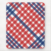 Red White und Blue Gingham Kariert Mousepad (Vorne)