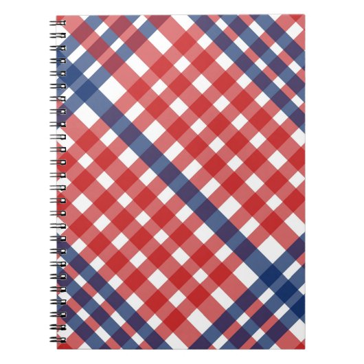 Red White und Blue Gingham Kariert Notizblock (Vorderseite)
