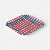 Red White und Blue Gingham Kariert Pappteller (Gewinkelt)
