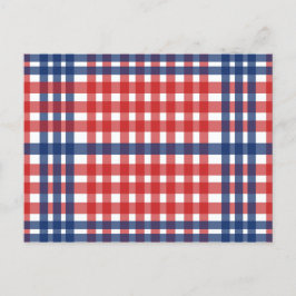 Red White und Blue Gingham Kariert Postkarte