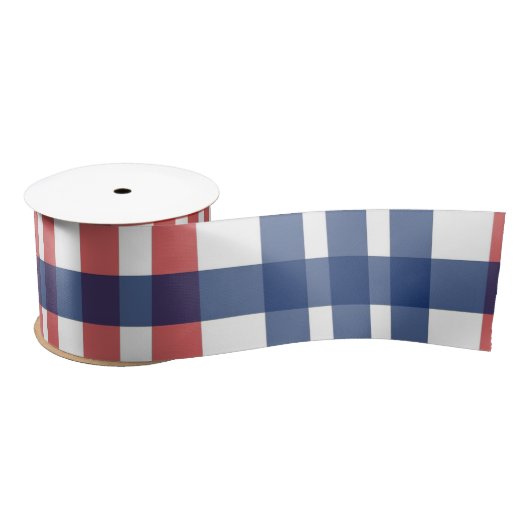 Red White und Blue Gingham Kariert Satinband (Spule)