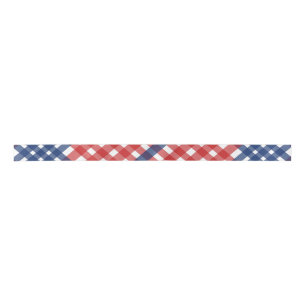 Red White und Blue Gingham Kariert Satinband