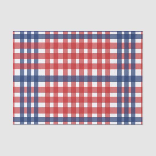 Red White und Blue Gingham Kariert Seidenpapier (Vorderseite)