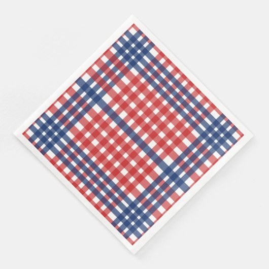 Red White und Blue Gingham Kariert Serviette (Ecke)