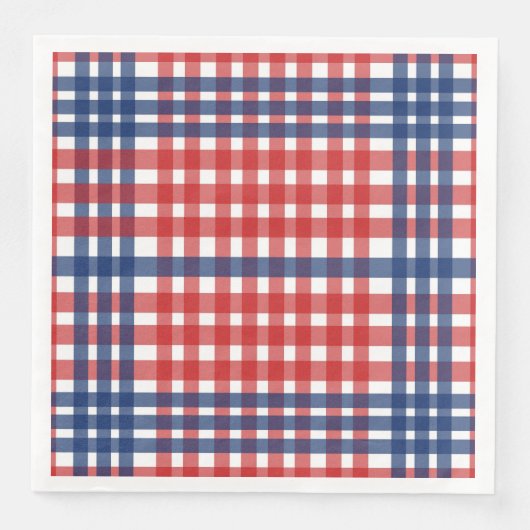 Red White und Blue Gingham Kariert Serviette (Vorderseite)