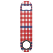 Red White und Blue Gingham Kariert Speed Flaschenöffner (Rückseite)