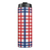 Red White und Blue Gingham Kariert Thermosbecher (Vorderseite)