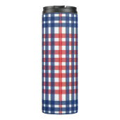 Red White und Blue Gingham Kariert Thermosbecher (Rückseite)