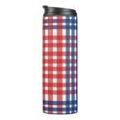 Red White und Blue Gingham Kariert Thermosbecher (Nach rechts gedreht)