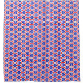 Red White und Blue hexagon Muster Duschvorhang (Vorderseite)