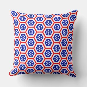 Red White und Blue hexagon Muster Kissen