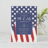 Red White und Blue Patriotic Einladung (Stehend Vorderseite)
