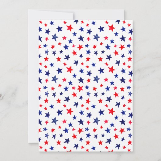 Red White und Due 4. Juli Baby Dusche Einladung (Rückseite)