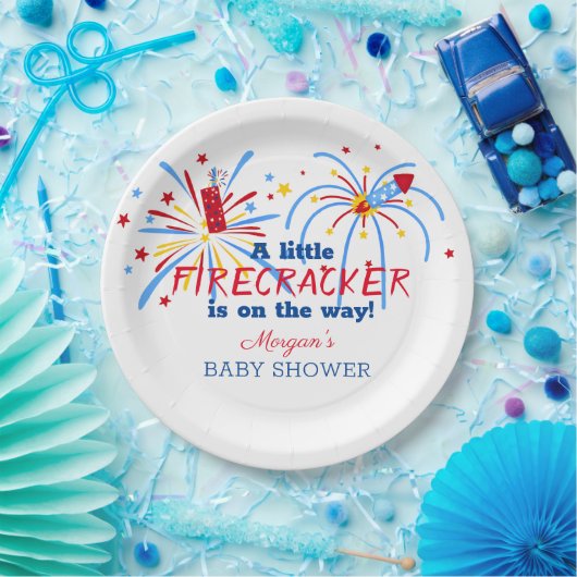 Red White und Due 4. Juli Baby Dusche Pappteller (Party)