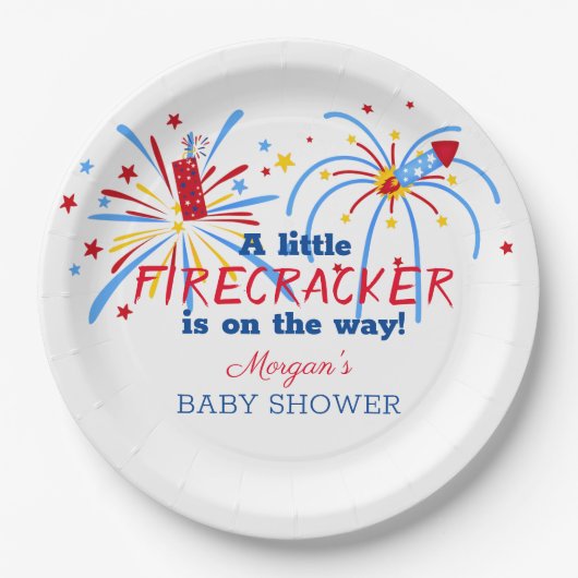 Red White und Due 4. Juli Baby Dusche Pappteller (Vorderseite)
