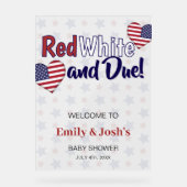 Red White und Due 4. Juli Baby Dusche Willkommen Acrylschild (Vorderseite)